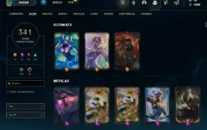 Unranked com TODOS os champs e 341 Skins + 9 Prestigios