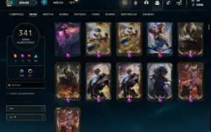 Unranked com TODOS os champs e 341 Skins + 9 Prestigios