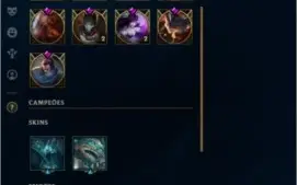 Conta league of legends - 98 skins - nível 65