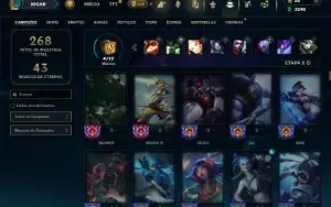 Platina 1 com 150 Champs e 87 Skins