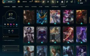 Platina 1 com 150 Champs e 87 Skins