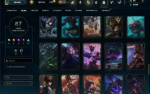 Platina 1 com 150 Champs e 87 Skins