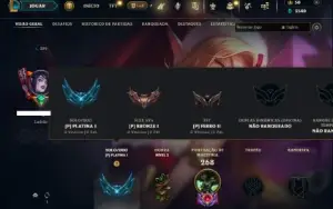 Platina 1 com 150 Champs e 87 Skins