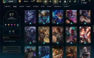 Platina 1 com 150 Champs e 87 Skins