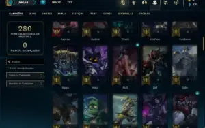 Conta bronze 1 com 90  Champs e 52 Skins + 4 Fragmentos