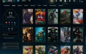Conta bronze 1 com 90  Champs e 52 Skins + 4 Fragmentos