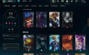 Conta bronze 1 com 90  Champs e 52 Skins + 4 Fragmentos