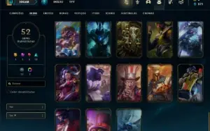 Conta bronze 1 com 90  Champs e 52 Skins + 4 Fragmentos