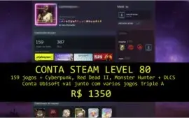 Conta Steam level80,159 Jogos+Uplay 15Jogos, Cyberpunk 2077!