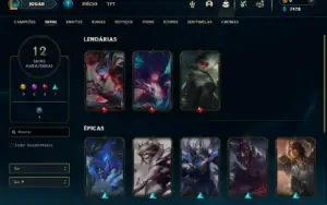 Diamante 4 e Diamante 2 (Flex) com 50 Champs e 12 Skins