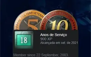 CONTA ANTIGA STEAM 18 ANOS (22 SETEMBRO DE 2003) 5 E 10 ANOS