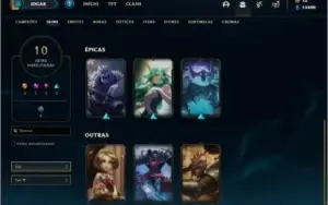 Conta ouro 4 com 10 skins e 41 champs