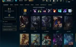 Unranked com 40 Champs e 6 Skins ( ex esmeralda )