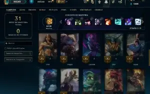 Unranked com 40 Champs e 6 Skins ( ex esmeralda )