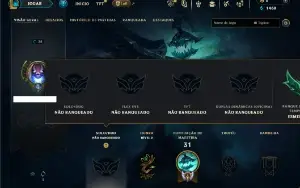 Unranked com 40 Champs e 6 Skins ( ex esmeralda )