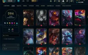 Platina 4 com TODOS os Champs e 294 Skins ( JG / TOP / MID )
