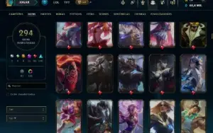 Platina 4 com TODOS os Champs e 294 Skins ( JG / TOP / MID )