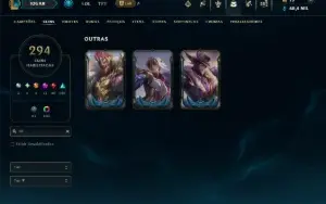 Platina 4 com TODOS os Champs e 294 Skins ( JG / TOP / MID )