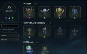 Conta lol muito 371 skins todos champs platina 3