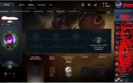 Conta lol muito 371 skins todos champs platina 3