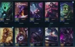 Conta lol muito 371 skins todos champs platina 3