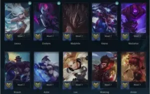 Conta lol muito 371 skins todos champs platina 3