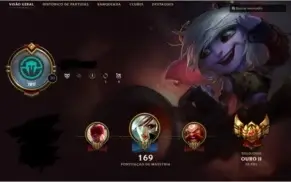 Conta LOL Borda Gold mais de 100 Campeões 7 Paginas de Runas