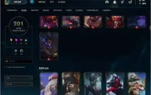 Conta ouro 2 MAIN SUP, com TODOS os champs e 201 skins