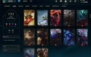 Conta Platina 4 com TODOS os champs e 131 Skins + 47 Cromas