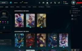 Conta de LOL nível 230 com 86 skins e 52k de EA