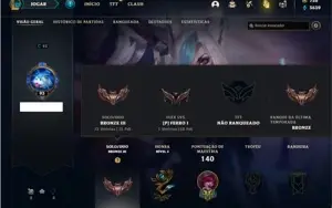 Conta bronze 3 com 47 Champs e 21 skins + 720 RP