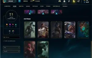 Conta bronze 3 com 47 Champs e 21 skins + 720 RP