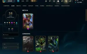 Unranked com 50 Champs e 38 Skins
