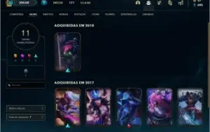 Conta unranked com 11 skins e 26 champs