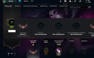 Conta bronze 1 com 70 Champs e 41 Skins ( Quase 100 Jogos )