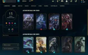 Ouro 3 com 47 Champs e 15 Skins
