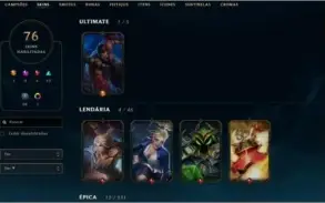 Conta lol Mestre 100 champs 76 skins