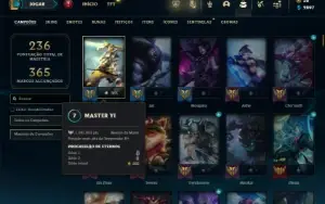 Bronze 3 com TODOS os champs e 71 Skins + 1.4kk de Master Yi