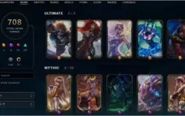 CONTA - 708 SKINS - LEAGUE OF LEGENDS
