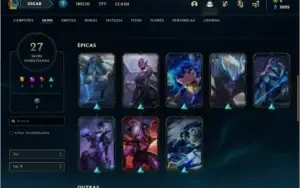 Conta prata 3 com 27 skins e 56 champs