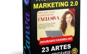 Pack Canva Marketing Digital Dourado e Vermelho Vol 4