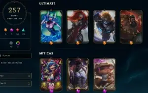 FULL ACESSO LVL 258 - 257 Skins - 163 Champions -2700 RP