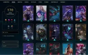 CONTA LOL TOP BARATINHA/ GOLD 3 /170 SKINS/2 MITICA/5 ULT