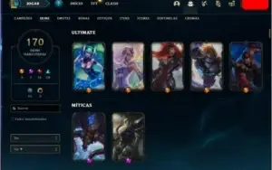CONTA LOL TOP BARATINHA/ GOLD 3 /170 SKINS/2 MITICA/5 ULT