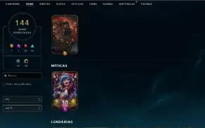 CONTA COM 144 SKINS BOAS, 156 CAMPEÕES, NUNCA BANIDA