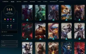 CONTA COM 144 SKINS BOAS, 156 CAMPEÕES, NUNCA BANIDA
