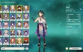 Conta Genshin AR 56 8 5* + 4 Armas 5* + Skins