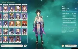 Conta Genshin AR 56 8 5* + 4 Armas 5* + Skins