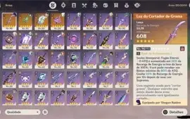 Conta Genshin AR 56 8 5* + 4 Armas 5* + Skins