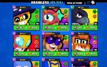 Conta de Brawl Stars 33k de troféus e 61/64 brawlers